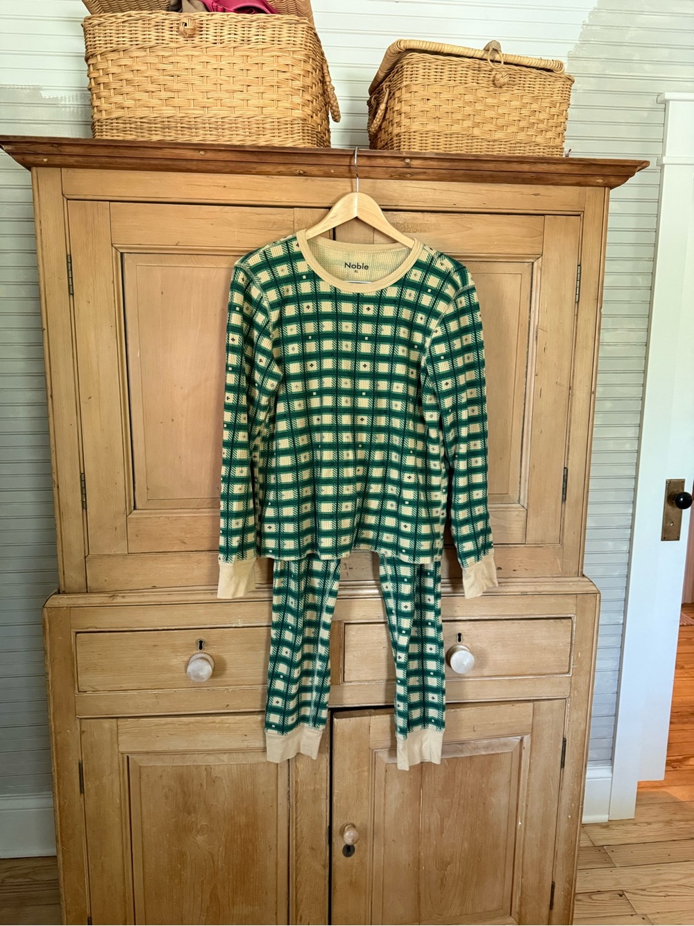 Noble waffle Green Plaid Pajama Set